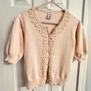 Cardigan Sweater w/Pearl Details - Size M